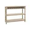 Console + 2 Plateaux + Bord Déco Bois Naturel 98X34X80Cm