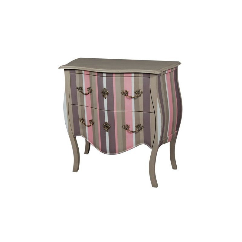 Commode 2 tiroirs rayée vienne PALISSANDRE