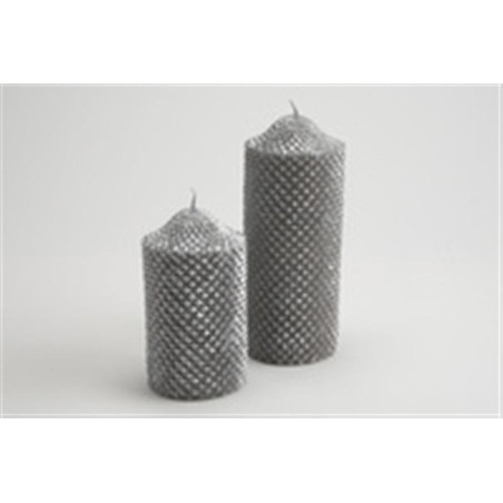 Lot de 2 bougies déco argent 