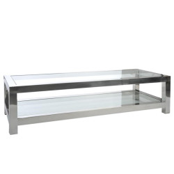 Table Salon Acier Inox/Verre Argent 160X60X40Cm