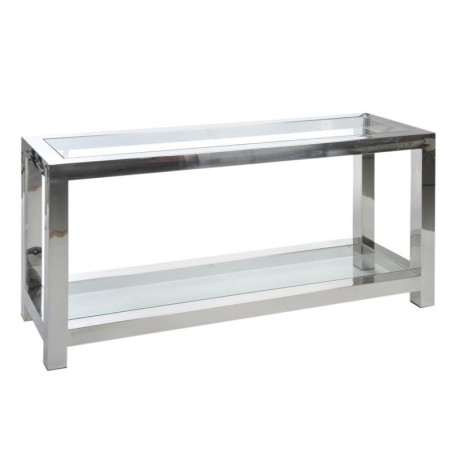 Console Acier Inox/Verre Argent 140X40X70Cm