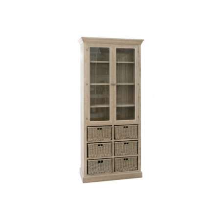 Armoire 6 Paniers 2 Portes Bois Grey 87X38X204Cm