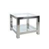 Table d'appoint en Acier Inox et Verre Argent 60X60X50Cm