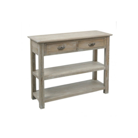 Console 2 Tiroirs Bois Grey 100X37X81Cm