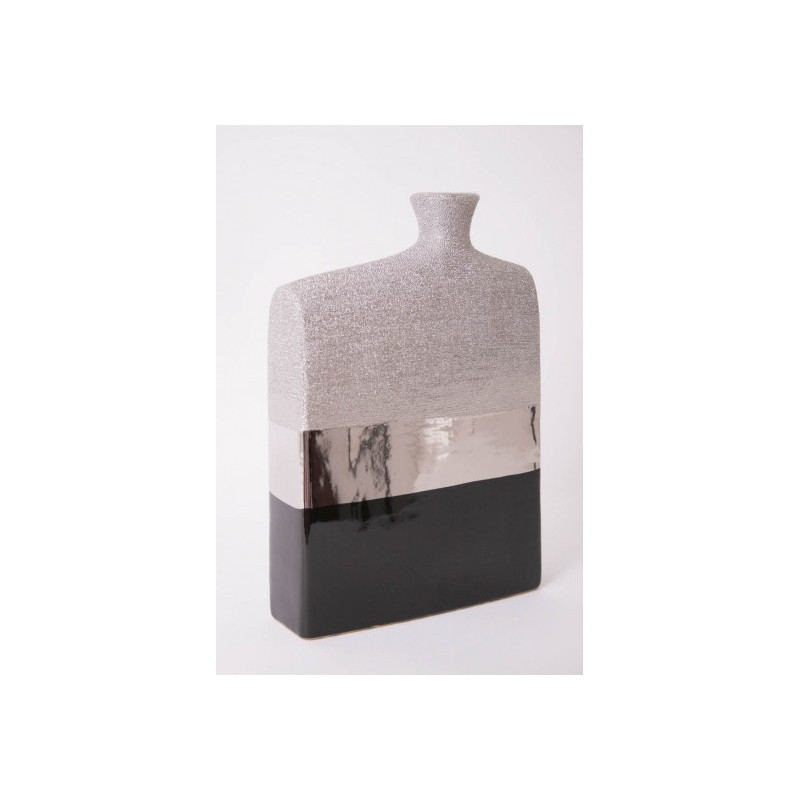 Vase Flasque Noir/Argent/Pépites Argent SOCADIS