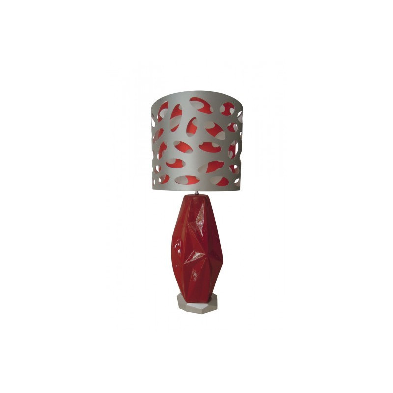 Lampe Rocher Rouge Abat-Jour Découpe Triple Gm
