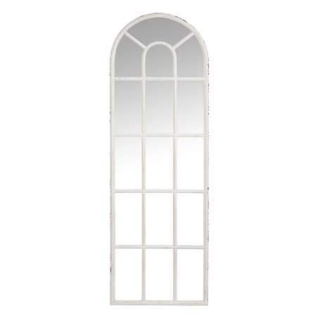 Grand miroir Fenêtre Arrondi En Métal Blanc Antique 53X4X165Cm J-Line