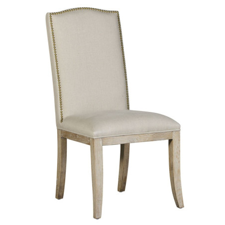 chaise chic clouté tissus lin et bois blanchie Vical Home