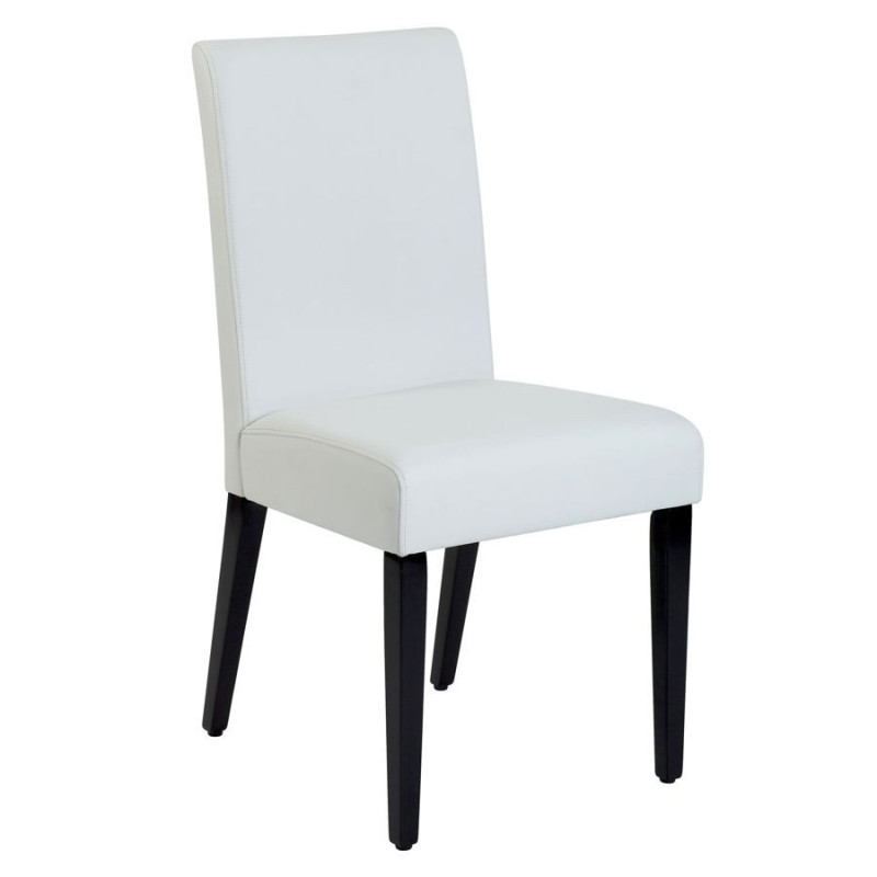 chaise moderne en similicuir blanc et pieds en bois noir Vical Home