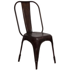 chaise bistrot rétro industriel en métal marron Vical Home