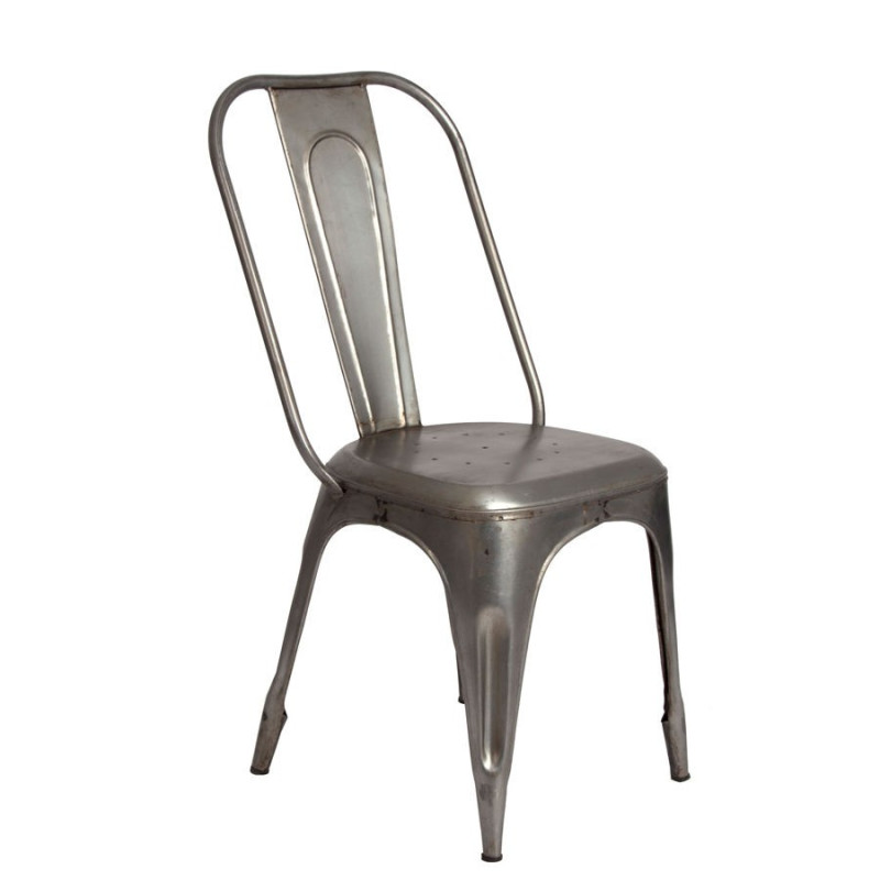 chaise  industriel métal aspect usé gris Vical Home