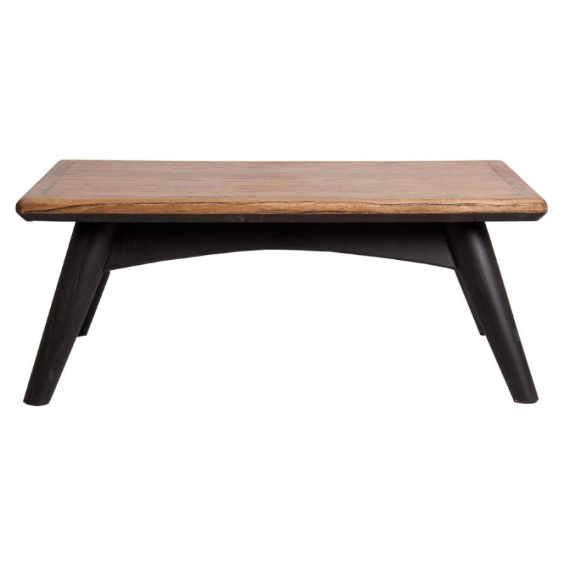 table basse scandinave rectangulaire veiné en bois naturel et noir Vical Home