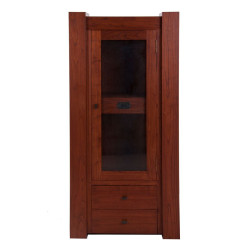 armoire massif 1 porte vitré et 3 tiroirs en bois exotique  Vical Home