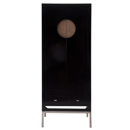 armoire 2 portes en bois de manguier noir et naturel 1 tiroir chic  Vical Home