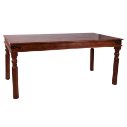 table rectangulaire en bois marron foncé style campagne rustique Vical Home