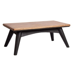 table basse scandinave rectangulaire veiné en bois naturel et noir Vical Home