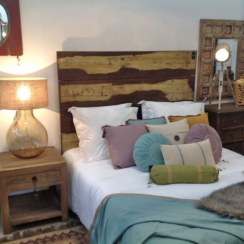 tête de lit vintage 2 personnes en bois acajou multicolore Vical Home