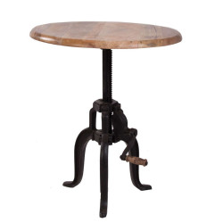 table industriel  amovible en métal et plateau en bois massif avec manivelle  Vical Home