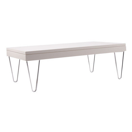 table basse moderne en bois laqué blanc sur pieds chrome Vical Home