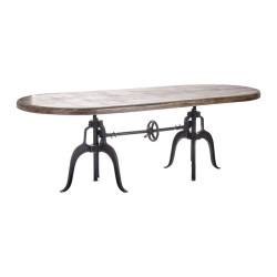 table à manger industrielle originale ovale en métal et bois réglable Vical Home