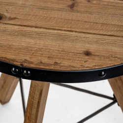 table d'appoint en bois cerclé de métal noir Vical Home