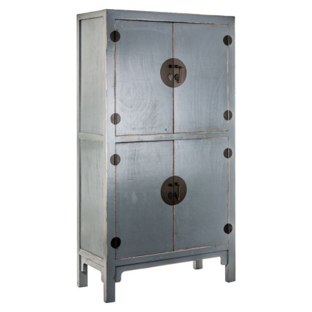 armoire chinoise 4 portes gris bleuté en bois vieilli Vical Home