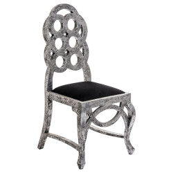chaise baroque grise avec une assise noire Vical Home