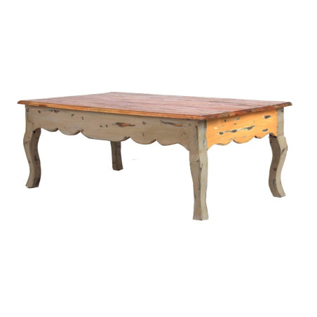 table basse bohème chic en bois brut multicolore Vical Home