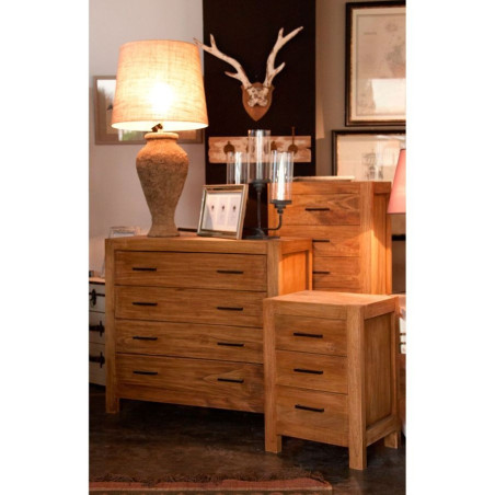 meuble d'appoint intemporel chic 3 tiroirs en bois massif bois naturel Vical Home