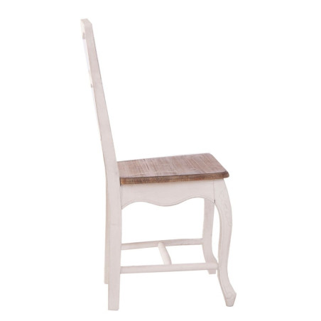 chaise campagne en bois patin blanc et assise naturel Vical Home