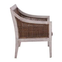fauteuil de jardin en bois et rotin blanc et naturel Vical Home