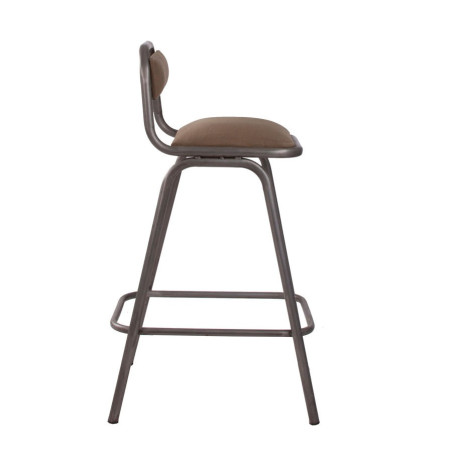 chaise haute industriel en métal gris et assise rembourré en tissus taupe Vical Home
