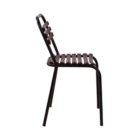 chaise bistrot industriel atelier en  noir et assise à lattes marron en bois Vical Home