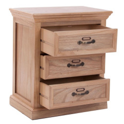 table de chevet naturellement chic en bois massif brut 3 tiroirs Vical Home