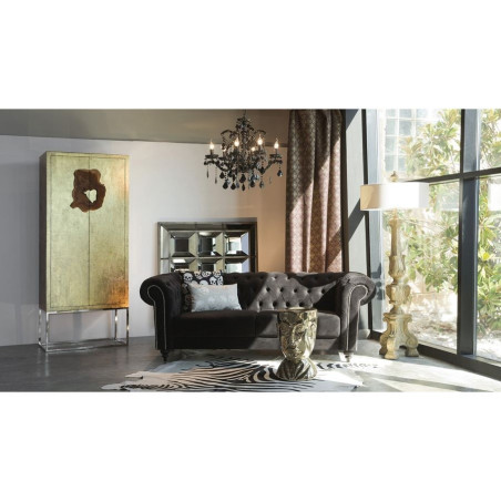armoire moderne en bois de manguier couleur argenté 2 portes sur socle chrome Vical Home