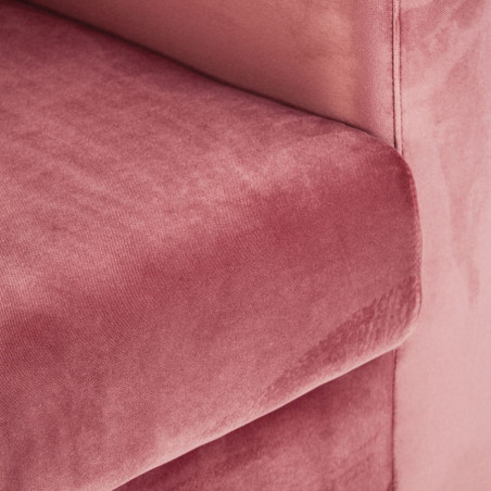 fauteuil chic 1 place en velours rose clair avec sur le bas un contour de clous et pieds chrome Vical Home