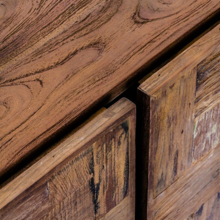 meuble tv industriel rectangle en bois brut aux portes coulissantes Vical Home