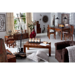 table rectangulaire en bois marron foncé style campagne rustique Vical Home