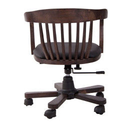 chaise de bureau en bois marron foncé sur roulettes  Vical Home