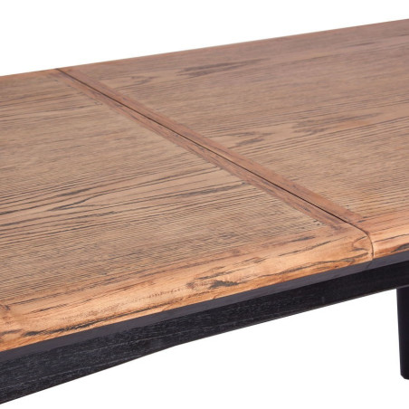 table à manger scandinave rectangulaire à rallonge veiné bois naturel et noir Vical Home