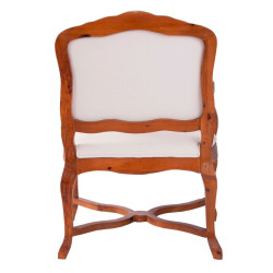 fauteuil en bois  massif sculpté et assise en tissus beige Vical Home