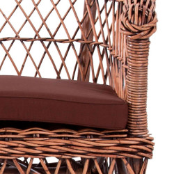 fauteuil de jardin en rotin naturel et coussin marron Vical Home
