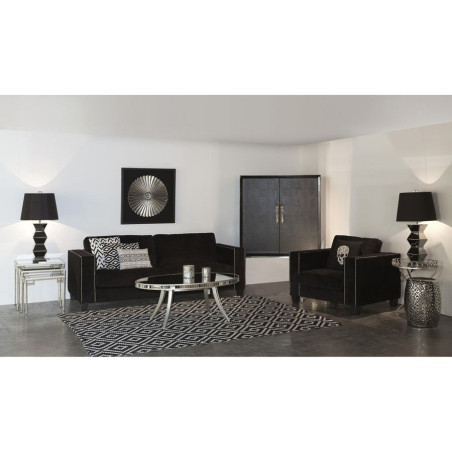 canapé 3 places chic en velours fin couleur noir Vical Home