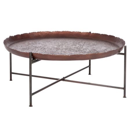 table basse ronde orientale en métal marron foncé 91X91X35CM J-Line