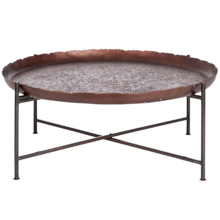 table basse ronde orientale en métal marron foncé 91X91X35CM J-Line