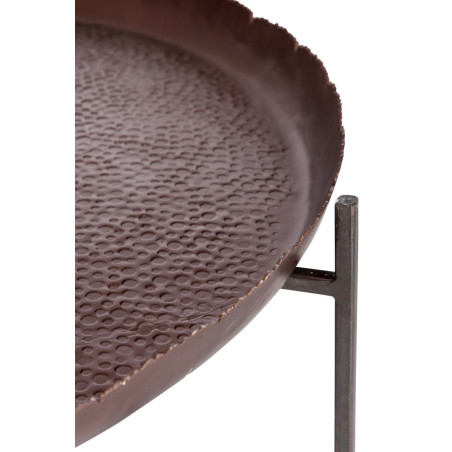 table basse ronde orientale en métal marron foncé 91X91X35CM J-Line