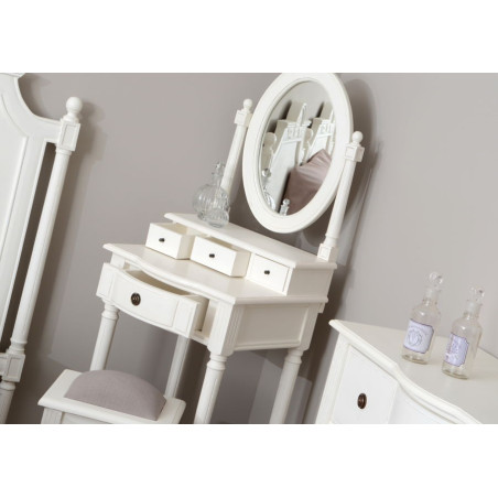 Coiffeuse romantique 4 tiroirs blanc style louis xv agathe Amadeus