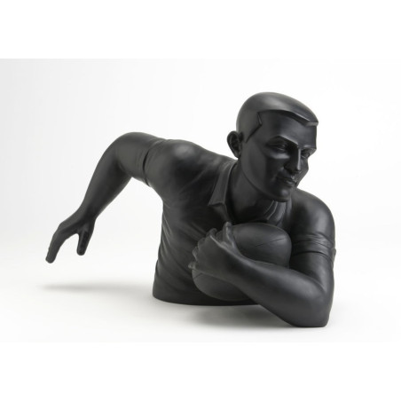 Statue rugby man noir mat 30 cm amadeus