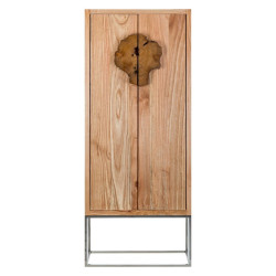 Petite armoire 2 portes coloniale en bois exotique sur socle inox Vical Home