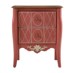 Petite commode baroque chic 2 tiroirs en bois rouge Vical Home